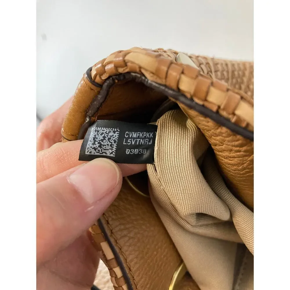 MICHAEL KORS WOVEN LEATHER BASKET WEAVE BROWN, TAN BACKPACK